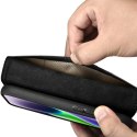 2w1 etui skórzany pokrowiec z klapką iPhone 14 Anti-RFID Oil Wax Wallet Case czarny ICARER