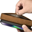 2w1 etui skórzany pokrowiec z klapką iPhone 14 Anti-RFID Oil Wax Wallet Case jasno-brązowy ICARER