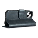 2w1 etui skórzany pokrowiec z klapką iPhone 14 Anti-RFID Oil Wax Wallet Case niebieski ICARER