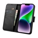 2w1 etui skórzany pokrowiec z klapką iPhone 14 Anti-RFID Wallet Case czarny ICARER