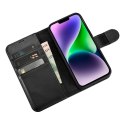 2w1 etui skórzany pokrowiec z klapką iPhone 14 Anti-RFID Wallet Case czarny ICARER