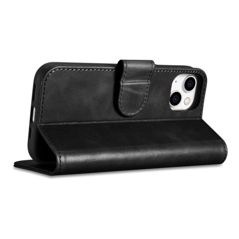 2w1 etui skórzany pokrowiec z klapką iPhone 14 Plus Anti-RFID Oil Wax Wallet Case czarny ICARER 2w1 etui skórzany pokrowiec z klapką iPhone 14 Plus Anti-RFID Oil Wax Wallet Case czarny ICARER