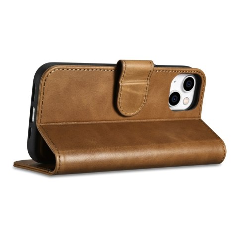 2w1 etui skórzany pokrowiec z klapką iPhone 14 Plus Anti-RFID Oil Wax Wallet Case jasno-brązowy ICARER 2w1 etui skórzany pokrowiec z klapką iPhone 14 Plus Anti-RFID Oil Wax Wallet Case jasno-brązowy ICARER