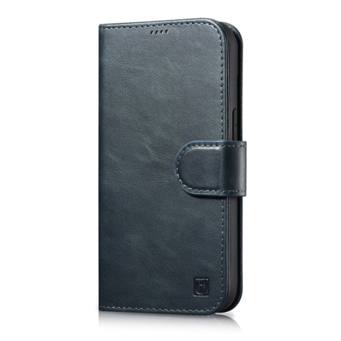 2w1 etui skórzany pokrowiec z klapką iPhone 14 Plus Anti-RFID Oil Wax Wallet Case niebieski ICARER 2w1 etui skórzany pokrowiec z klapką iPhone 14 Plus Anti-RFID Oil Wax Wallet Case niebieski ICARER
