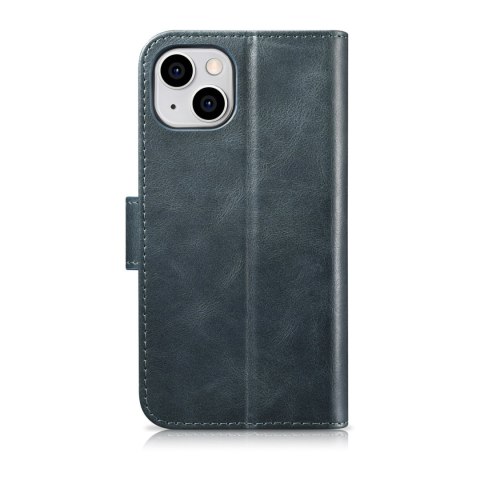 2w1 etui skórzany pokrowiec z klapką iPhone 14 Plus Anti-RFID Oil Wax Wallet Case niebieski ICARER 2w1 etui skórzany pokrowiec z klapką iPhone 14 Plus Anti-RFID Oil Wax Wallet Case niebieski ICARER