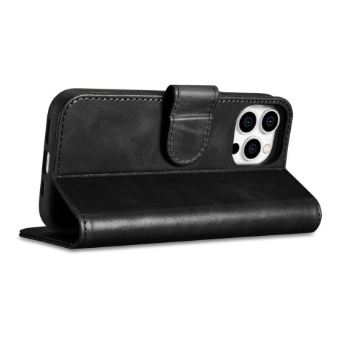 2w1 etui skórzany pokrowiec z klapką iPhone 14 Pro Anti-RFID Oil Wax Wallet Case czarny ICARER 2w1 etui skórzany pokrowiec z klapką iPhone 14 Pro Anti-RFID Oil Wax Wallet Case czarny ICARER