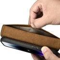 2w1 etui skórzany pokrowiec z klapką iPhone 14 Pro Anti-RFID Oil Wax Wallet Case jasno-brązowy ICARER