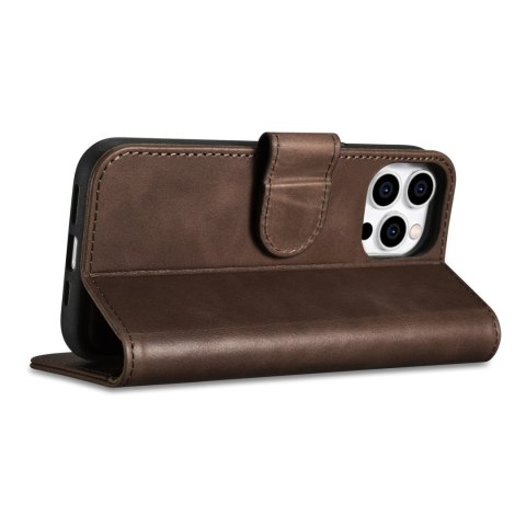 2w1 etui skórzany pokrowiec z klapką iPhone 14 Pro Max Anti-RFID Oil Wax Wallet Case ciemno-brązowy ICARER 2w1 etui skórzany pokrowiec z klapką iPhone 14 Pro Max Anti-RFID Oil Wax Wallet Case ciemno-brązowy ICARER