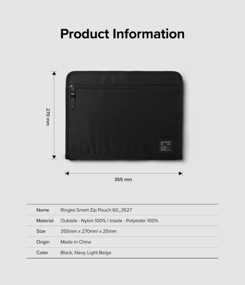 Etui saszetka torba organizer na laptopa tablet do 13'' Smart Zip Pouch beżowy Ringke Etui saszetka torba organizer na laptopa tablet do 13'' Smart Zip Pouch beżowy Ringke