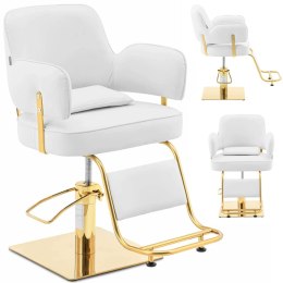 Fotel fryzjerski barberski kosmetyczny z podnóżkiem Physa OSSETT - biały ze złotem Physa