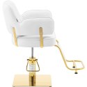 Fotel fryzjerski barberski kosmetyczny z podnóżkiem Physa OSSETT - biały ze złotem Physa