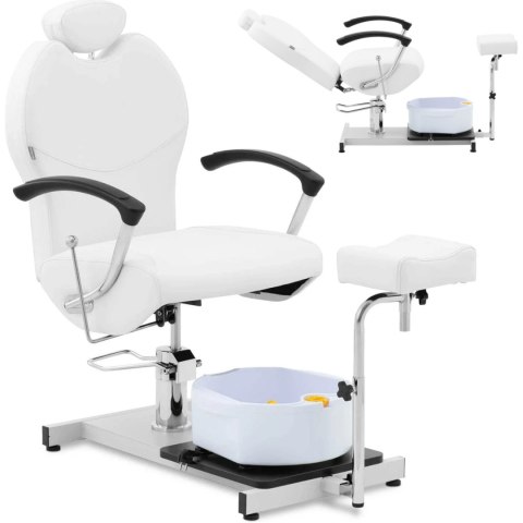 Fotel kosmetyczno podologiczny do pedicure z podnóżkiem i brodzikiem - biały Physa