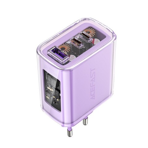Ładowarka sieciowa GaN 65W 3 porty 1x USB 2x USB-C fioletowa ACEFAST Ładowarka sieciowa GaN 65W 3 porty 1x USB 2x USB-C fioletowa ACEFAST