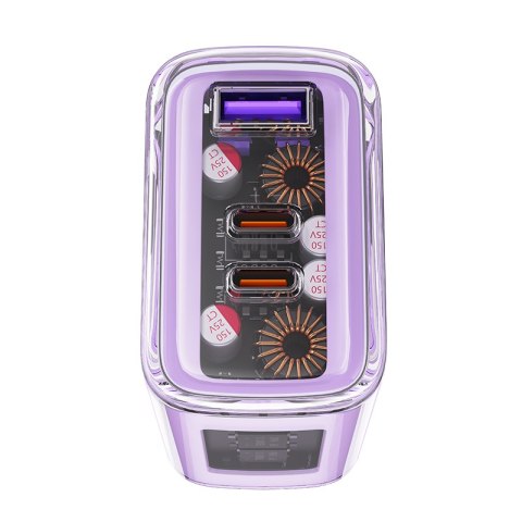 Ładowarka sieciowa GaN 65W 3 porty 1x USB 2x USB-C fioletowa ACEFAST Ładowarka sieciowa GaN 65W 3 porty 1x USB 2x USB-C fioletowa ACEFAST