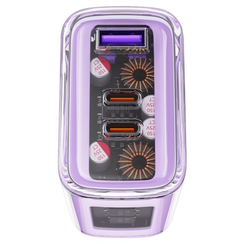 Ładowarka sieciowa GaN 65W 3 porty 1x USB 2x USB-C zielona ACEFAST Ładowarka sieciowa GaN 65W 3 porty 1x USB 2x USB-C zielona ACEFAST