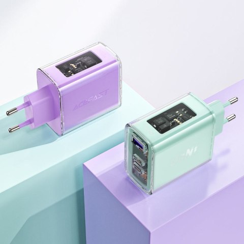Ładowarka sieciowa GaN 65W 3 porty 1x USB 2x USB-C zielona ACEFAST Ładowarka sieciowa GaN 65W 3 porty 1x USB 2x USB-C zielona ACEFAST