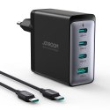 Ładowarka sieciowa GaN z kablem USB-C 3x USB-C USB-A 100W czarna JOYROOM