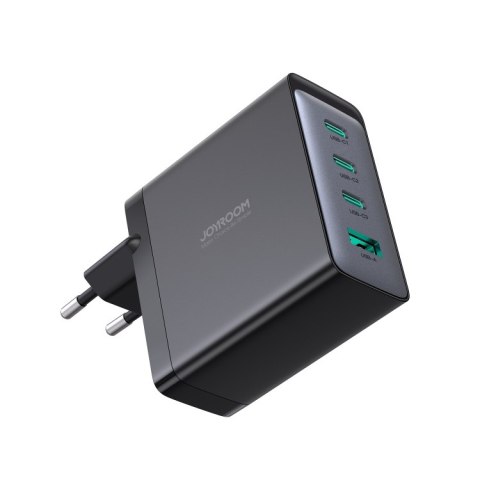Ładowarka sieciowa GaN z kablem USB-C 3x USB-C USB-A 100W czarna JOYROOM Ładowarka sieciowa GaN z kablem USB-C 3x USB-C USB-A 100W czarna JOYROOM