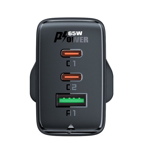 Ładowarka sieciowa wtyczka angielska UK GaN 65W 1x USB 2x USB-C PD czarna ACEFAST Ładowarka sieciowa wtyczka angielska UK GaN 65W 1x USB 2x USB-C PD czarna ACEFAST
