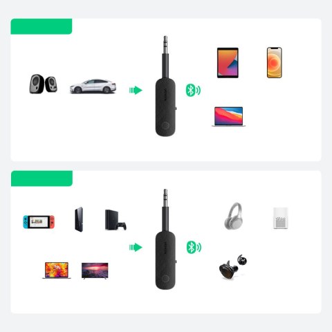 Odbiornik nadajnik Bluetooth mini jack 3.5mm czarny UGREEN Odbiornik nadajnik Bluetooth mini jack 3.5mm czarny UGREEN