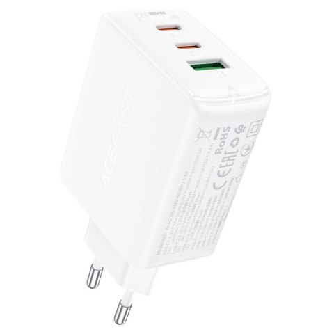 Szybka ładowarka sieciowa GaN 2x USB-C USB-A PPS PD QC4+ 65W biała ACEFAST Szybka ładowarka sieciowa GaN 2x USB-C USB-A PPS PD QC4+ 65W biała ACEFAST