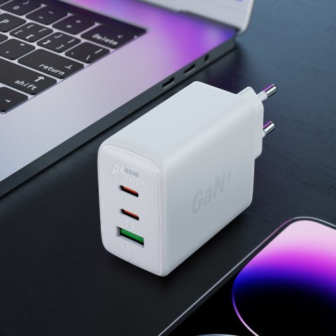 Szybka ładowarka sieciowa GaN 2x USB-C USB-A PPS PD QC4+ 65W biała ACEFAST Szybka ładowarka sieciowa GaN 2x USB-C USB-A PPS PD QC4+ 65W biała ACEFAST