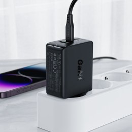 Szybka ładowarka sieciowa GaN 2x USB-C USB-A PPS PD QC4+ 65W czarna ACEFAST