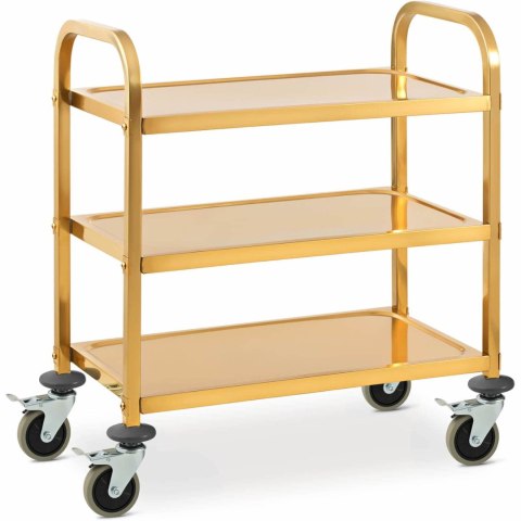 Wózek kelnerski cateringowy do serwowania 3 półki 69 x 40 cm do 240 kg - złoty Royal Catering Wózek kelnerski cateringowy do serwowania 3 półki 69 x 40 cm do 240 kg - złoty Royal Catering
