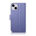 2w1 etui skórzany pokrowiec z klapką iPhone 14 Anti-RFID Wallet Case jasnofioletowy ICARER