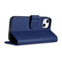 2w1 etui skórzany pokrowiec z klapką iPhone 14 Anti-RFID Wallet Case niebieski ICARER