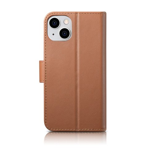 2w1 etui skórzany pokrowiec z klapką iPhone 14 Plus Anti-RFID Wallet Case brązowy ICARER 2w1 etui skórzany pokrowiec z klapką iPhone 14 Plus Anti-RFID Wallet Case brązowy ICARER