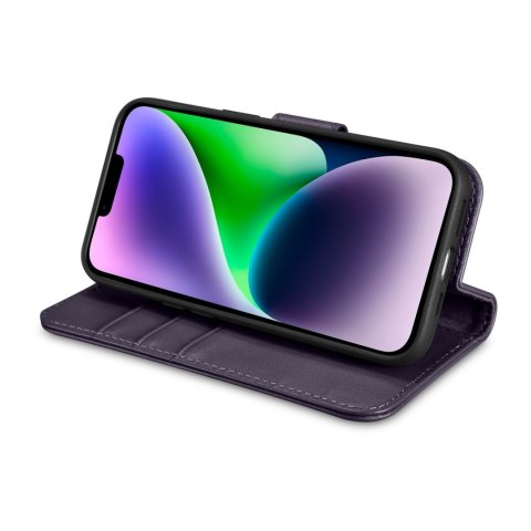 2w1 etui skórzany pokrowiec z klapką iPhone 14 Plus Anti-RFID Wallet Case ciemnofioletowy ICARER 2w1 etui skórzany pokrowiec z klapką iPhone 14 Plus Anti-RFID Wallet Case ciemnofioletowy ICARER