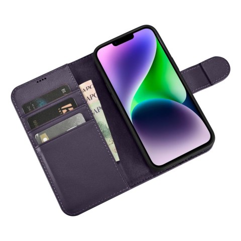 2w1 etui skórzany pokrowiec z klapką iPhone 14 Plus Anti-RFID Wallet Case ciemnofioletowy ICARER 2w1 etui skórzany pokrowiec z klapką iPhone 14 Plus Anti-RFID Wallet Case ciemnofioletowy ICARER