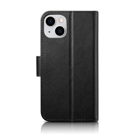 2w1 etui skórzany pokrowiec z klapką iPhone 14 Plus Anti-RFID Wallet Case czarny ICARER 2w1 etui skórzany pokrowiec z klapką iPhone 14 Plus Anti-RFID Wallet Case czarny ICARER
