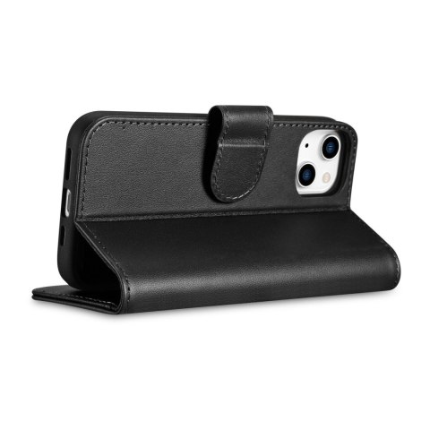 2w1 etui skórzany pokrowiec z klapką iPhone 14 Plus Anti-RFID Wallet Case czarny ICARER 2w1 etui skórzany pokrowiec z klapką iPhone 14 Plus Anti-RFID Wallet Case czarny ICARER