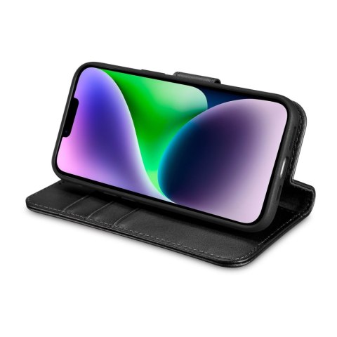 2w1 etui skórzany pokrowiec z klapką iPhone 14 Plus Anti-RFID Wallet Case czarny ICARER 2w1 etui skórzany pokrowiec z klapką iPhone 14 Plus Anti-RFID Wallet Case czarny ICARER