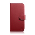 2w1 etui skórzany pokrowiec z klapką iPhone 14 Plus Anti-RFID Wallet Case czerwony ICARER