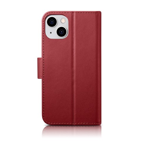 2w1 etui skórzany pokrowiec z klapką iPhone 14 Plus Anti-RFID Wallet Case czerwony ICARER 2w1 etui skórzany pokrowiec z klapką iPhone 14 Plus Anti-RFID Wallet Case czerwony ICARER