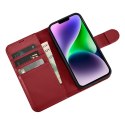 2w1 etui skórzany pokrowiec z klapką iPhone 14 Plus Anti-RFID Wallet Case czerwony ICARER