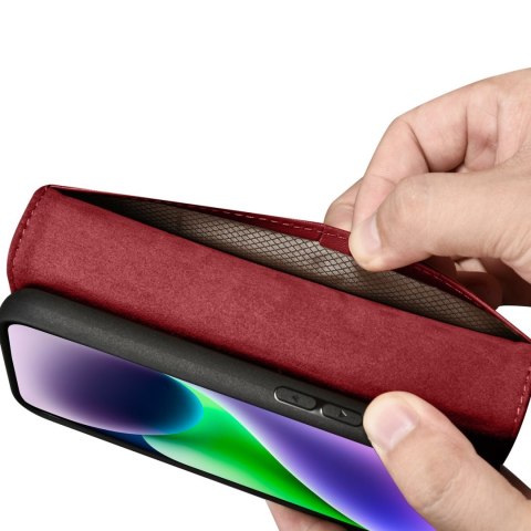 2w1 etui skórzany pokrowiec z klapką iPhone 14 Plus Anti-RFID Wallet Case czerwony ICARER 2w1 etui skórzany pokrowiec z klapką iPhone 14 Plus Anti-RFID Wallet Case czerwony ICARER