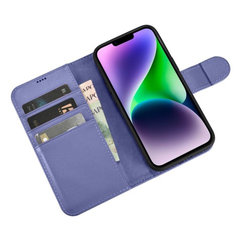 2w1 etui skórzany pokrowiec z klapką iPhone 14 Plus Anti-RFID Wallet Case jasnofioletowy ICARER 2w1 etui skórzany pokrowiec z klapką iPhone 14 Plus Anti-RFID Wallet Case jasnofioletowy ICARER