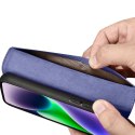 2w1 etui skórzany pokrowiec z klapką iPhone 14 Plus Anti-RFID Wallet Case jasnofioletowy ICARER