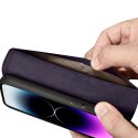 2w1 etui skórzany pokrowiec z klapką iPhone 14 Pro Anti-RFID Wallet Case ciemnofioletowy ICARER