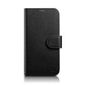 2w1 etui skórzany pokrowiec z klapką iPhone 14 Pro Anti-RFID Wallet Case czarny ICARER