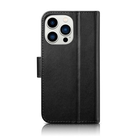 2w1 etui skórzany pokrowiec z klapką iPhone 14 Pro Anti-RFID Wallet Case czarny ICARER 2w1 etui skórzany pokrowiec z klapką iPhone 14 Pro Anti-RFID Wallet Case czarny ICARER