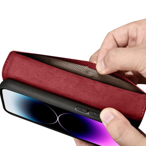 2w1 etui skórzany pokrowiec z klapką iPhone 14 Pro Anti-RFID Wallet Case czerwony ICARER 2w1 etui skórzany pokrowiec z klapką iPhone 14 Pro Anti-RFID Wallet Case czerwony ICARER