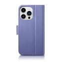 2w1 etui skórzany pokrowiec z klapką iPhone 14 Pro Anti-RFID Wallet Case jasnofioletowy ICARER