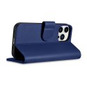 2w1 etui skórzany pokrowiec z klapką iPhone 14 Pro Anti-RFID Wallet Case niebieski ICARER
