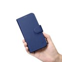 2w1 etui skórzany pokrowiec z klapką iPhone 14 Pro Anti-RFID Wallet Case niebieski ICARER