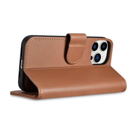 2w1 etui skórzany pokrowiec z klapką iPhone 14 Pro Max Anti-RFID Wallet Case brązowy ICARER 2w1 etui skórzany pokrowiec z klapką iPhone 14 Pro Max Anti-RFID Wallet Case brązowy ICARER